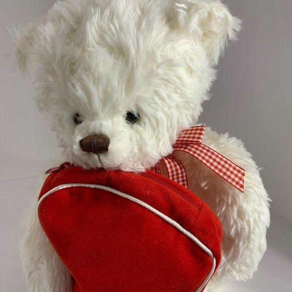 Hallmark White Bear With Red Velvet Zipper Gift Pouch Valentines Love Gift 6X 5 - Picture 1 of 16